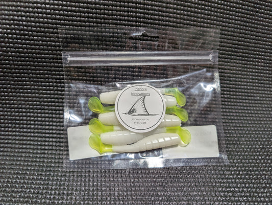 3.5" Mighty Mullet paddle tail 6-pack "Highlighter"