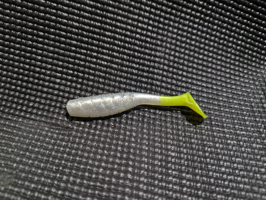 3.5" Mighty Mullet paddle tail 6-pack "SPECKTACULAR / UV Glow tail