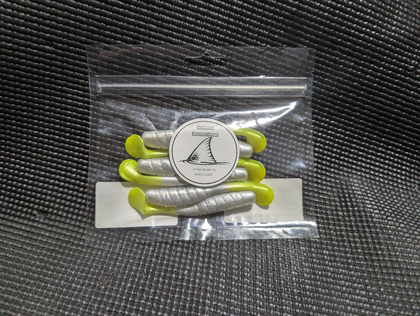 3.5" Mighty Mullet paddle tail 6-pack "SPECKTACULAR / UV Glow tail