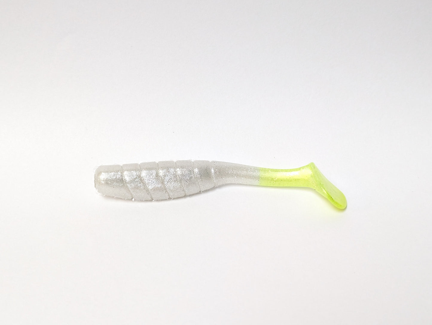 3.5" Mighty Mullet paddle tail 7-pack "SPECKTACULAR w/ Chartreuse tail"